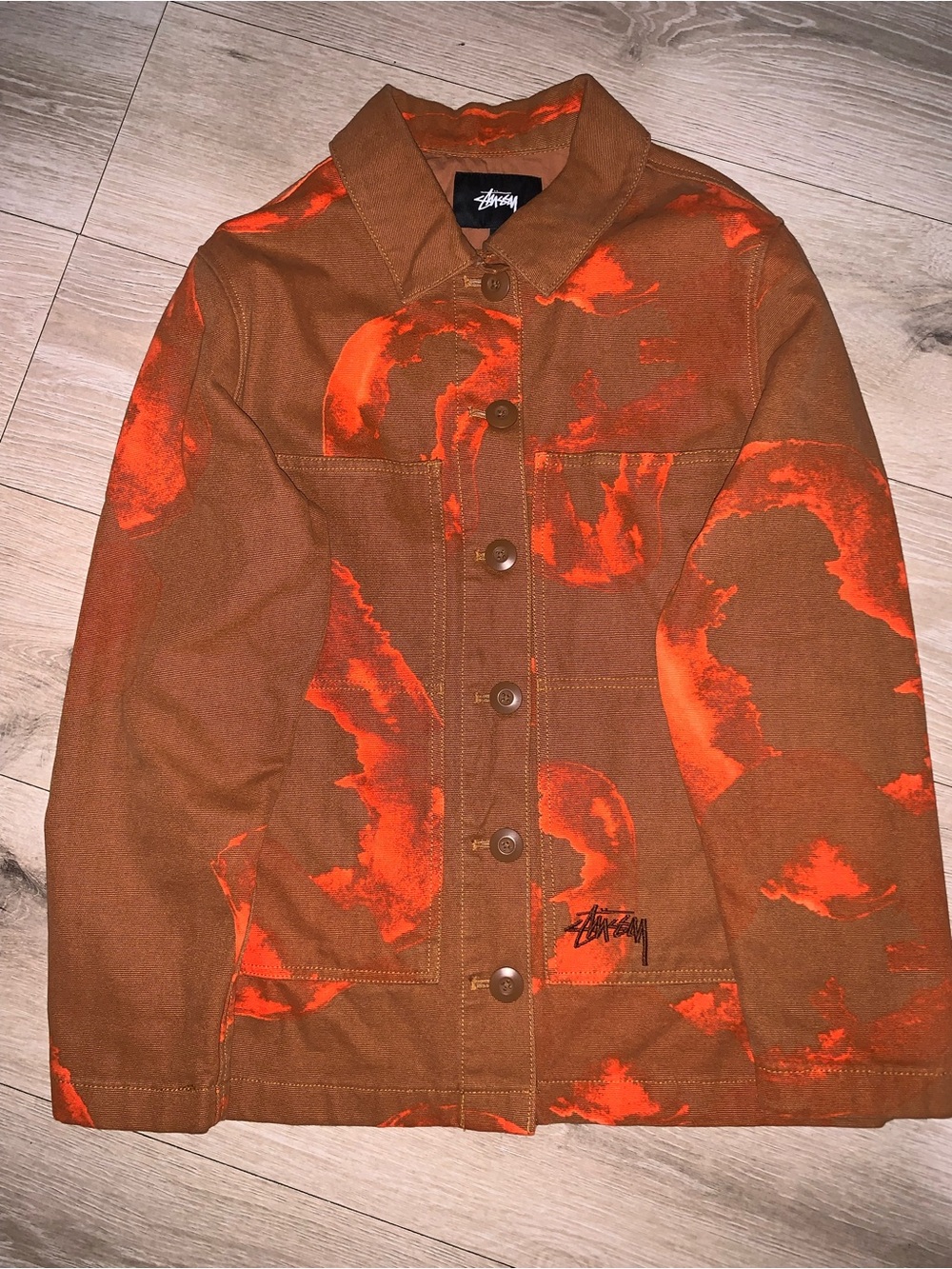 Stüssy Printed Chore Coat 'Clay' Denim Jacket Size: Small